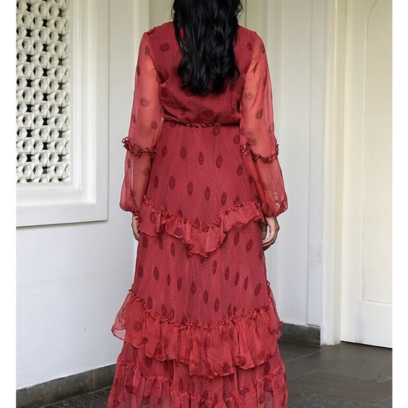 Taro Chiffon Maxi Dress - Indian Designer - Picture 2 of 3